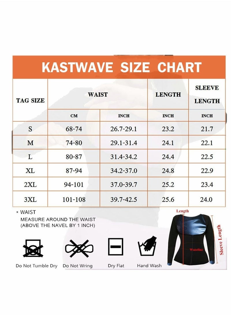 Generic Sauna Suit for Women Sweat Body Shaper Jacket Hot Waist Trainer Long Sleeve Zipper Shirt Workout Top - L - Image 4