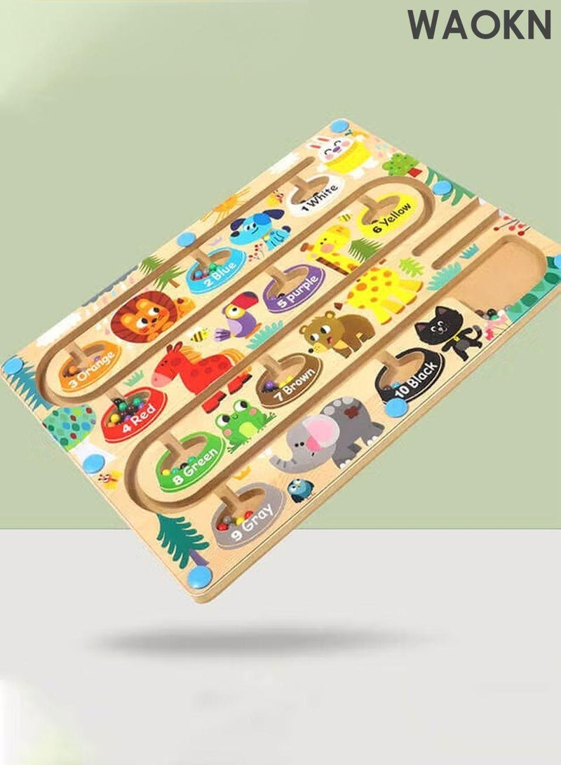 دبليو أيه أو كي أن متاهات الحروف المغناطيسية، متاهات الألوان والأرقام المغناطيسية، أحجية مغناطيسية، لوحة أم مغناطيسية، متاهات ألوان مغناطيسية للأطفال، أولاد وبنات، يتعلمون الخطوات، العد، فرز الألوان. - Image 3