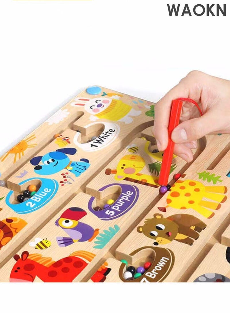 دبليو أيه أو كي أن متاهات الحروف المغناطيسية، متاهات الألوان والأرقام المغناطيسية، أحجية مغناطيسية، لوحة أم مغناطيسية، متاهات ألوان مغناطيسية للأطفال، أولاد وبنات، يتعلمون الخطوات، العد، فرز الألوان. - Image 5