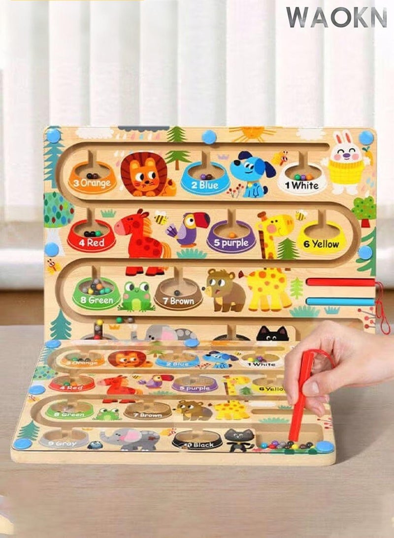 دبليو أيه أو كي أن متاهات الحروف المغناطيسية، متاهات الألوان والأرقام المغناطيسية، أحجية مغناطيسية، لوحة أم مغناطيسية، متاهات ألوان مغناطيسية للأطفال، أولاد وبنات، يتعلمون الخطوات، العد، فرز الألوان. - Image 4