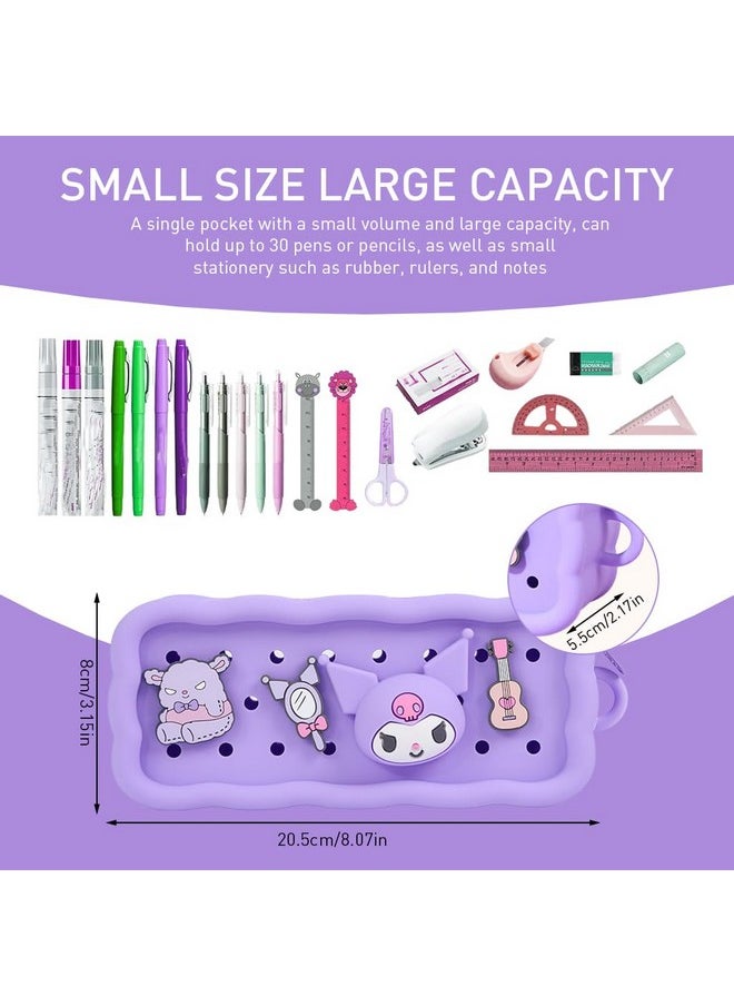 Climberty Climberty® School Pencil Pouch for Kids Kawaii Sanrio Kuromi Silicone for Girls DIY Purple Silicone Zipper Pouch with Kuromi Stationery Return Gifts for Kids, 21.5x6x8cm  - Image 2