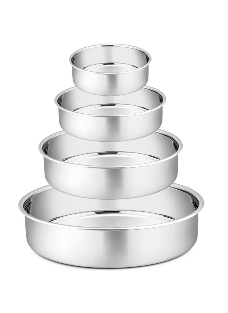 P&P CHEF PP CHEF Cake Pans Sets for Baking 4 Piece Stainless Steel Round Cake Pans Tin OvenPotDishwasher Safe Combination of Different Sizes Leakproof  Easy Clean 4  6  8  95 