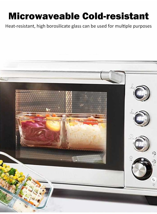 VOGMAX 3 Piece Microwaveable Glass Lunch Boxes Glass Bowls Microwave Heating High Borosilicate 1040ml, 680ml, 410ml with Storage Bag Borosilicate Glass blue - Image 5