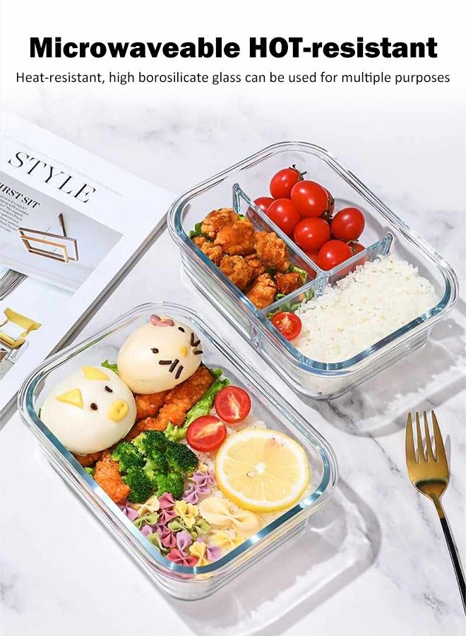 VOGMAX 3 Piece Microwaveable Glass Lunch Boxes Glass Bowls Microwave Heating High Borosilicate 1040ml, 680ml, 410ml with Storage Bag Borosilicate Glass blue - Image 4