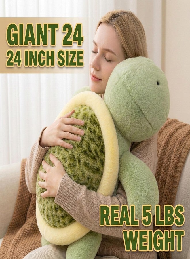 Gudisi 5 Pounds Weighted Turtle Stuffed Animals 23.6Inch Large Weighted Turtle Plush,Huggable Companion for Kids & Adults, Gift for Thanksgiving, Christmas and Birthday. - Image 2