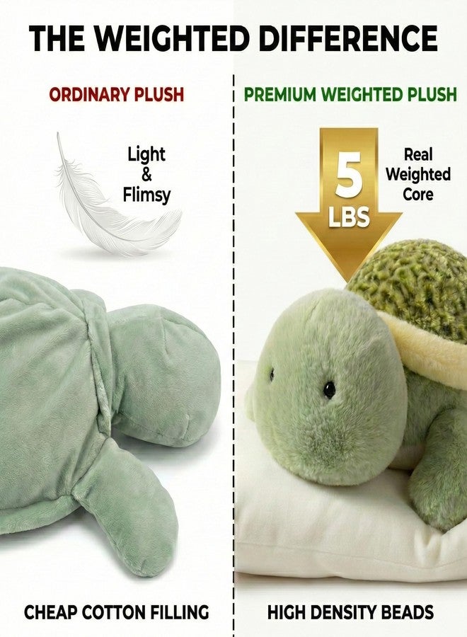 Gudisi 5 Pounds Weighted Turtle Stuffed Animals 23.6Inch Large Weighted Turtle Plush,Huggable Companion for Kids & Adults, Gift for Thanksgiving, Christmas and Birthday. - Image 3