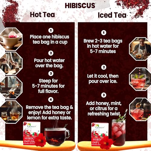 GRENERA Hibiscus Flower Tea - 25 Dips, Real Hibiscus Petals, Red Tea for Sugar & High Blood Pressure Control, Hair Growth, Caffeine Free - 37.5 Gram - Image 3