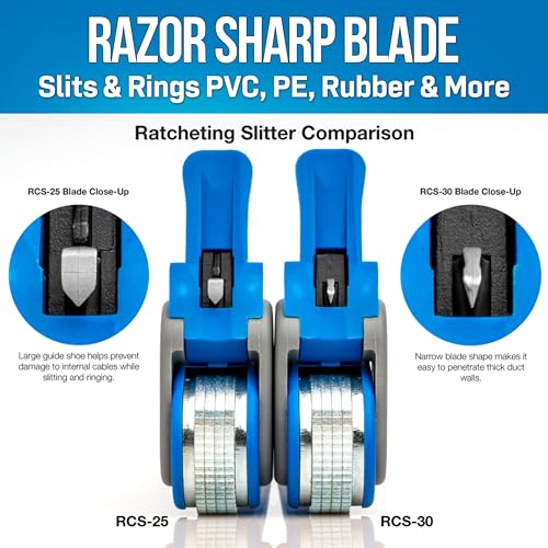 Jonard Tools RCS-25 Ratcheting Cable Slitter-Ratcheting Cable Slitter for Heavy-Duty Cables – Adjustable Cutting Depth, Replaceable Blade, and Precision Markings - Image 5