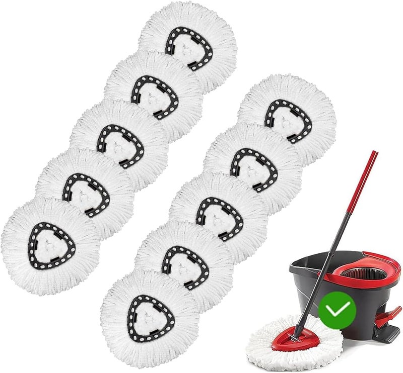 Isquene 10 PCS Mop Heads Replacements, Spin Mop Replacement Head Deep Cleaning Machine Washable and Easy-to-Replace,Spin Mop Refill Replacement Head 100% Microfiber,Mop Head for O-Ceda EasyWrin(White) - Image 1