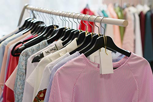 Ash  Roh Ash & Roh® -Wooden Suit Hangers with Non Slip Pants Bar Smooth Finish Solid Wood Coat Hanger 360° Swivel Hook Precisely Cut Notches for Camisole, Clothes Hangers (36, Black Hanger) - Image 4