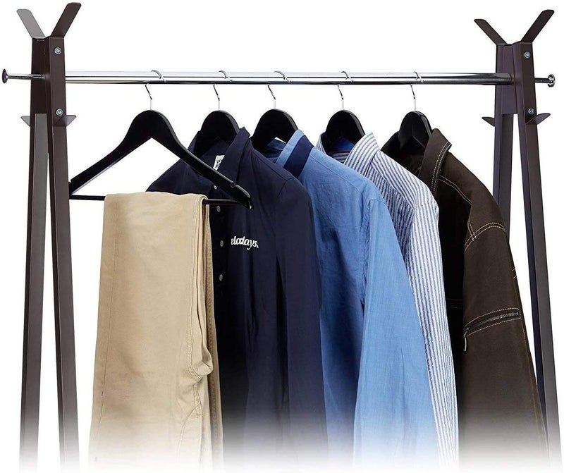 Ash  Roh Ash & Roh® -Wooden Suit Hangers with Non Slip Pants Bar Smooth Finish Solid Wood Coat Hanger 360° Swivel Hook Precisely Cut Notches for Camisole, Clothes Hangers (36, Black Hanger) - Image 5