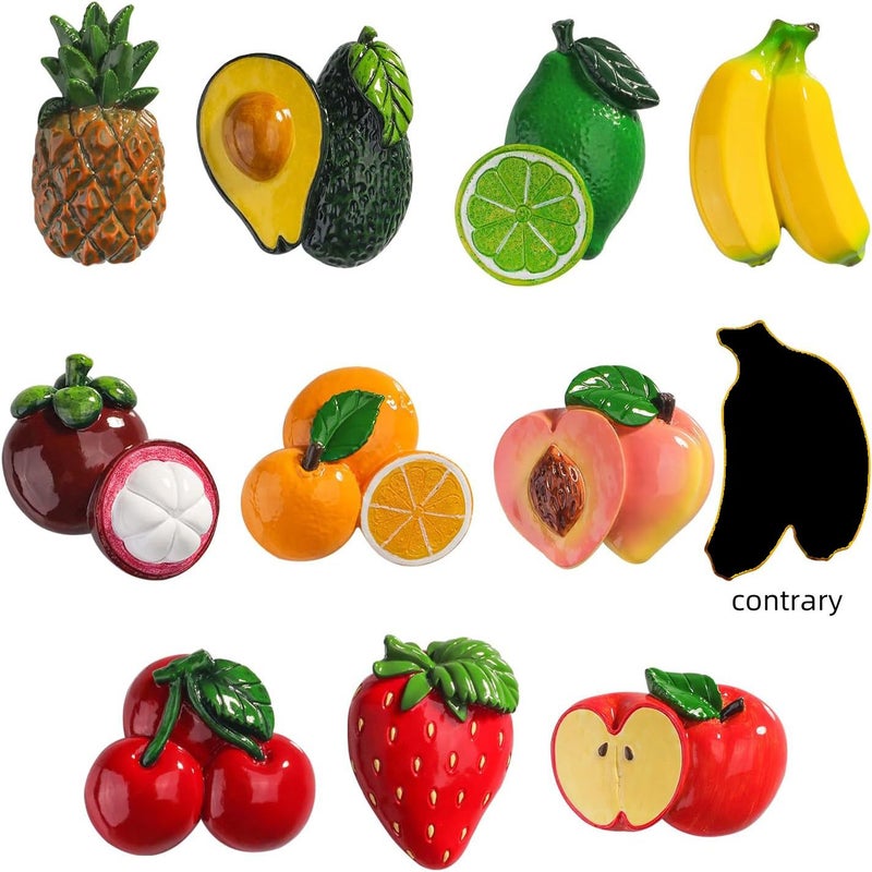 2D Flat 10pcs Cute Fruit Appliance Magnets Set Magnetic Decor For Dishwasher Refrigerator Whiteboard Fun Kitchen And Office Additions Christmas Gift Flat Magnetic Fruit Decoration - Image 1