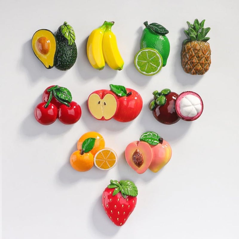 2D Flat 10pcs Cute Fruit Appliance Magnets Set Magnetic Decor For Dishwasher Refrigerator Whiteboard Fun Kitchen And Office Additions Christmas Gift Flat Magnetic Fruit Decoration - Image 5