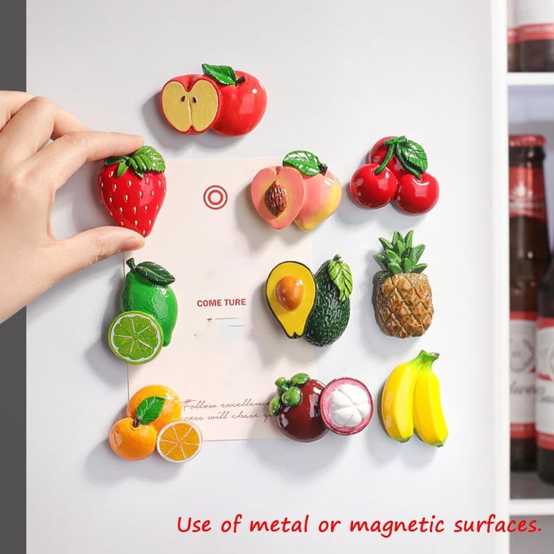 2D Flat 10pcs Cute Fruit Appliance Magnets Set Magnetic Decor For Dishwasher Refrigerator Whiteboard Fun Kitchen And Office Additions Christmas Gift Flat Magnetic Fruit Decoration - Image 4