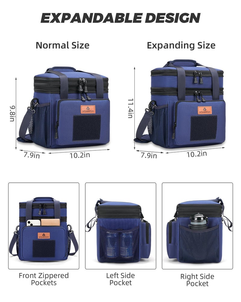 HSHRISH Expandable Large Tactical Lunch Box for Adults, Durable Insulated Lunch Bags with Shoulder Strap, Cooler Bag for Men Women Work Outdoor Picnic Trips,Blue - Image 2