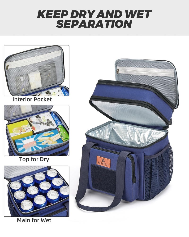 HSHRISH Expandable Large Tactical Lunch Box for Adults, Durable Insulated Lunch Bags with Shoulder Strap, Cooler Bag for Men Women Work Outdoor Picnic Trips,Blue - Image 3