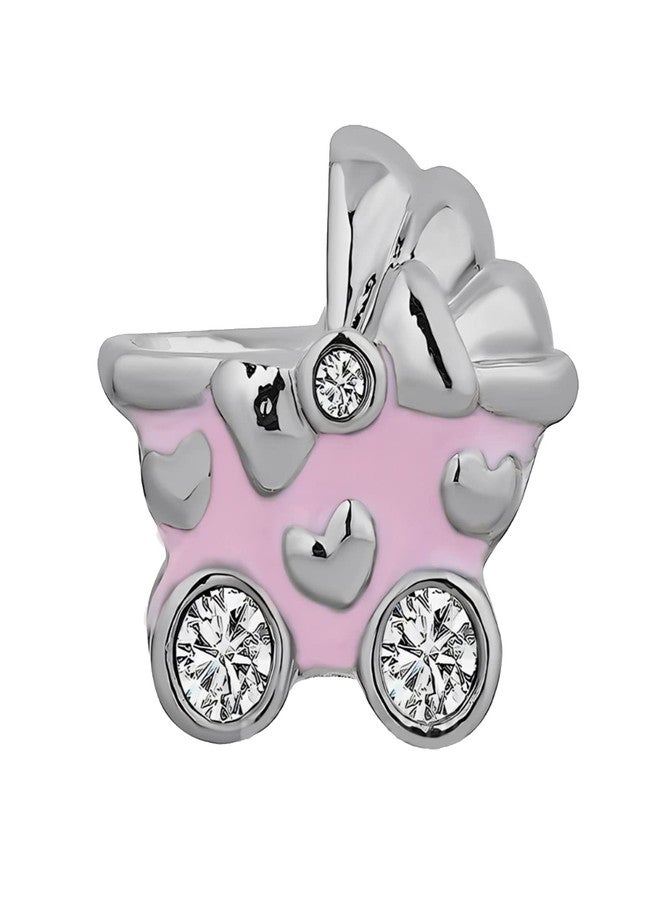 KunBead Pram Pink Enamel Baby Carriage Bead Charms Compatible with Pandora Charm Bracelets Birthday Jewelry Gifts for Women - Image 2