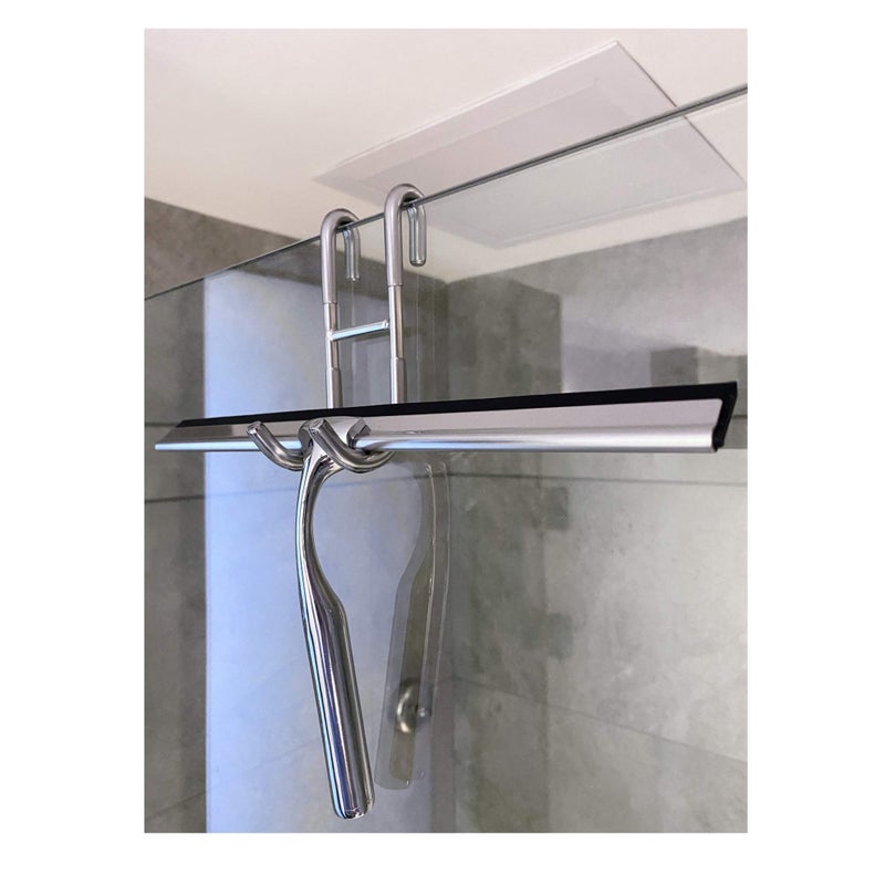 SOLARAE Shower Door Hooks (3-Pack), Over Door Hooks for Bathroom Frameless Glass Shower Door, Towel Hooks, Shower Squeegee Hooks, Silver, 304 Stainless Steel Rack Hooks, Drilling-Free - Image 4