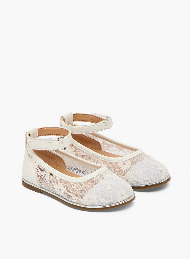 Barefeet Girls Floral Lace Ballerina Shoes - Image 2