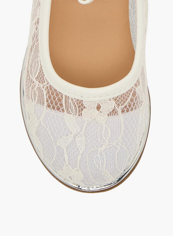 Barefeet Girls Floral Lace Ballerina Shoes - Image 4