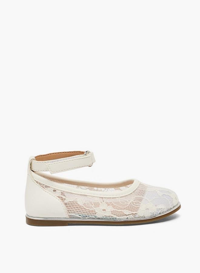 Barefeet Girls Floral Lace Ballerina Shoes - Image 3