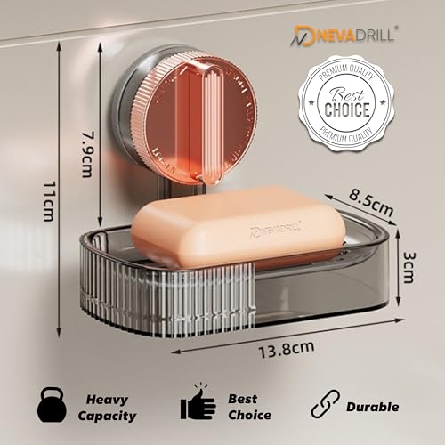 NEVADRILL Vacuum Sucker Soap Box – Rose Gold Transparent, Single Layer – Punch-Free Wall Mounted Soap Holder for Bathroom & Kitchen, No-Drill Suction Cup Design [ND-1001RG] - Image 4