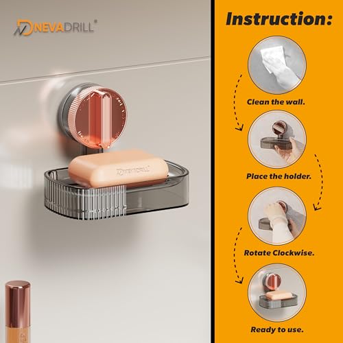 NEVADRILL Vacuum Sucker Soap Box – Rose Gold Transparent, Single Layer – Punch-Free Wall Mounted Soap Holder for Bathroom & Kitchen, No-Drill Suction Cup Design [ND-1001RG] - Image 5