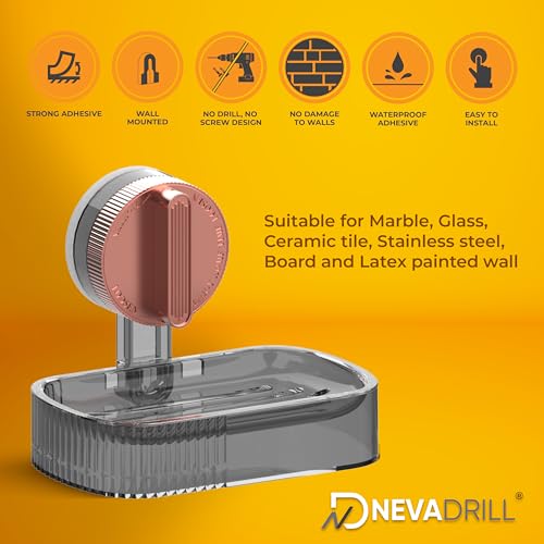 NEVADRILL Vacuum Sucker Soap Box – Rose Gold Transparent, Single Layer – Punch-Free Wall Mounted Soap Holder for Bathroom & Kitchen, No-Drill Suction Cup Design [ND-1001RG] - Image 3