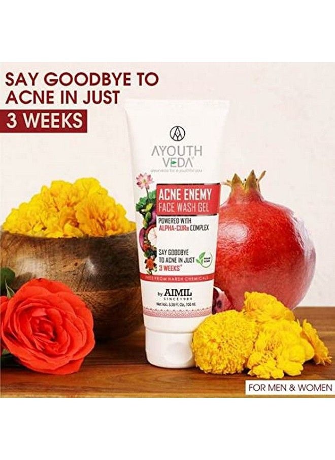 AYOUTHVEDA - Acne Enemy Face Wash Gel; Fights Acne Removes Surface Bacteria & Impurities; Garcinia Green Tea Orange Indian Madder (Pack Of 1 100 Ml) - Image 1