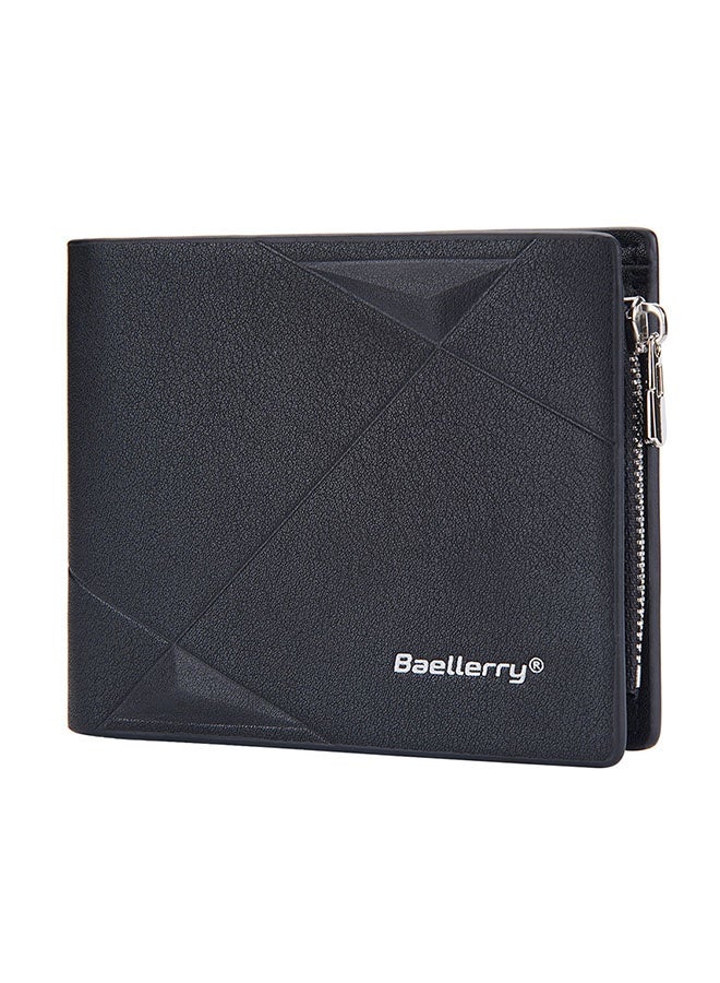 بايلليري محفظة رجالية صغيرة الحجم بتقنية تحديد الهوية بموجات الراديو - حامل بطاقات أعمال رفيع بسحاب مع 6 فتحات للبطاقات، وحامل هوية شفاف، وحجرة عملات معدنية بسحاب، وحامل تذاكر (أسود) - Image 1