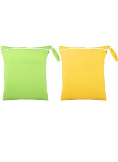 Y&D Wet Dry Bag for Baby Cloth Diapers Waterproof Washable Travel Reusable Diaper Toddler Swim Beach Pool 2 Pieces  - Image 1