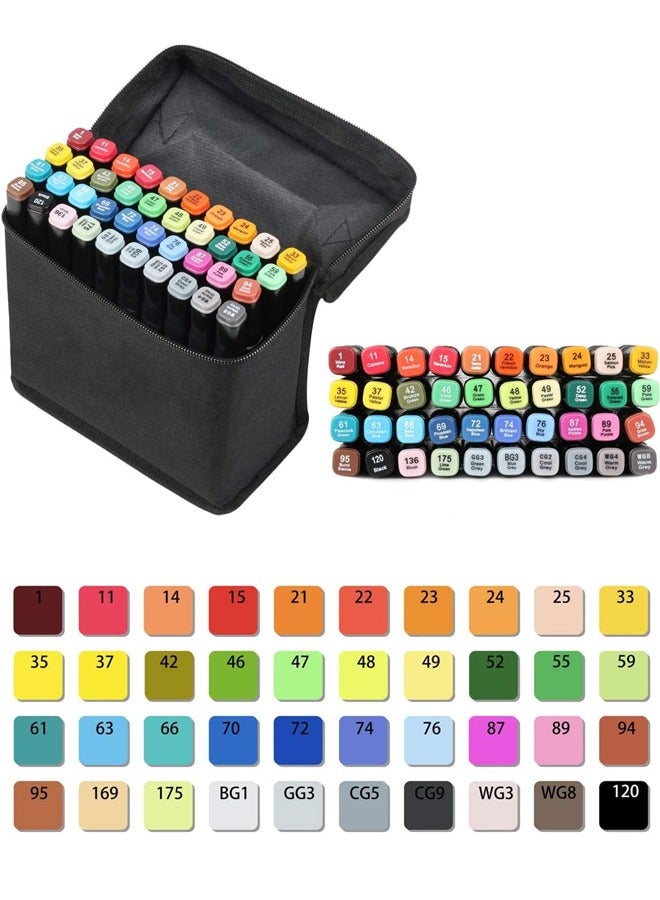 40 لون علامة قلم مجموعة لون مزدوج الرأس الفنية رسم كتاب تلوين رسم كاريكاتير وتصميم - Image 1