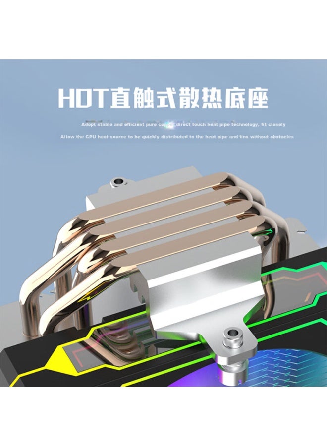 Jplayer Ziyi Co-branded Edition 4 Copper Tube Cpu Cooler, White, Argb Lighting Synchronization, Intelligent Temperature Control Jps-510 - Image 2