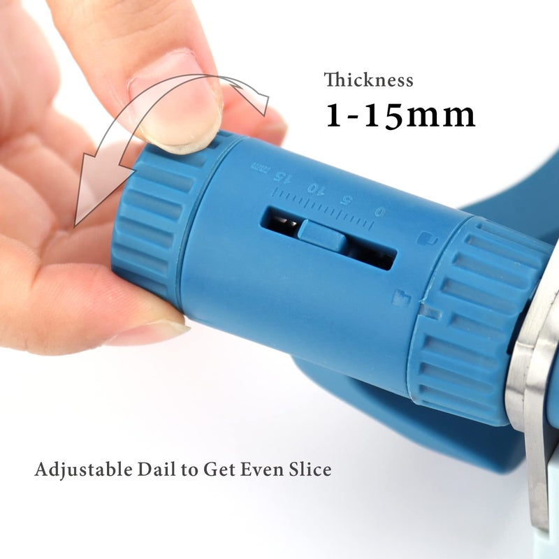 KITCHENDAO KITCHENDAO Multipurpose Cheese Slicer Cutter with Board for Arthritic and Weak Hands, Adjustable Thickness Dial for Block Cheese, Effortless Slicing, Guillotine Sausage Ham Biltong Jerky Slicer  - Image 4