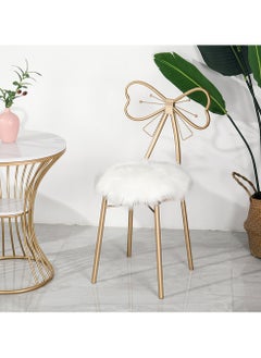 LINGWEI Makeup Vanity Chair Stool with Butterfly Backrest Fluffy Makeup Chair Vanity Accent Modern Gold Chair Modern Dining Chairs Vanity Chair for Dressing Room Bedroom Beauty Room  - Image 1