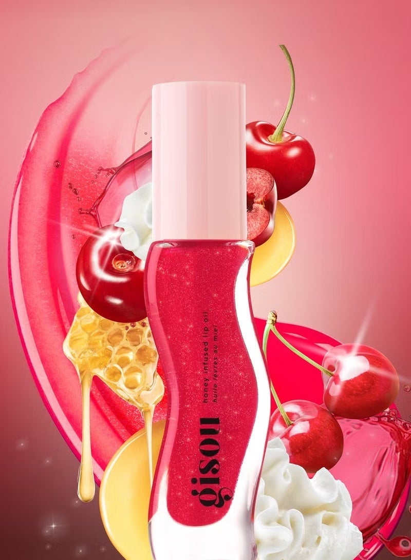Gisou Honey Infused Lip Oil Cherry on the Cake,Nourishing Lip Moisturizer for Dry Lips, High Shine, Smooth Finish-8 ml - Image 3