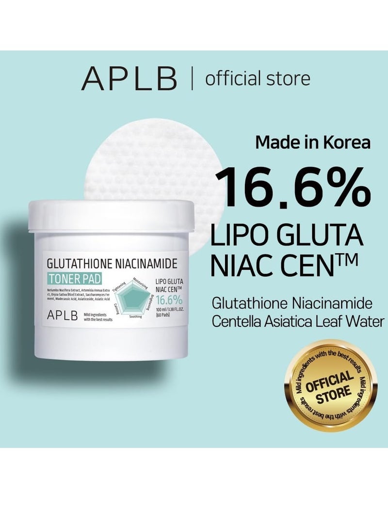 APLB Glutathione Niacinamide Toner Pad | LIPO GLUTA NIAC CEN™ 16.6% 3.38 FL.OZ/Korean Skin Care Dual Surface Toner Pads Long Lasting Moisturising Makeup Remover - Image 2