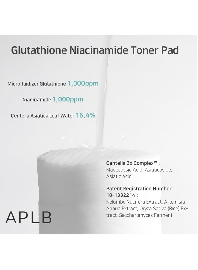 APLB Glutathione Niacinamide Toner Pad | LIPO GLUTA NIAC CEN™ 16.6% 3.38 FL.OZ/Korean Skin Care Dual Surface Toner Pads Long Lasting Moisturising Makeup Remover - Image 4