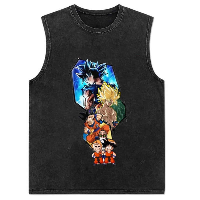 New Summer Cotton Anime Print Mens Tank Top 14 Vintage Black