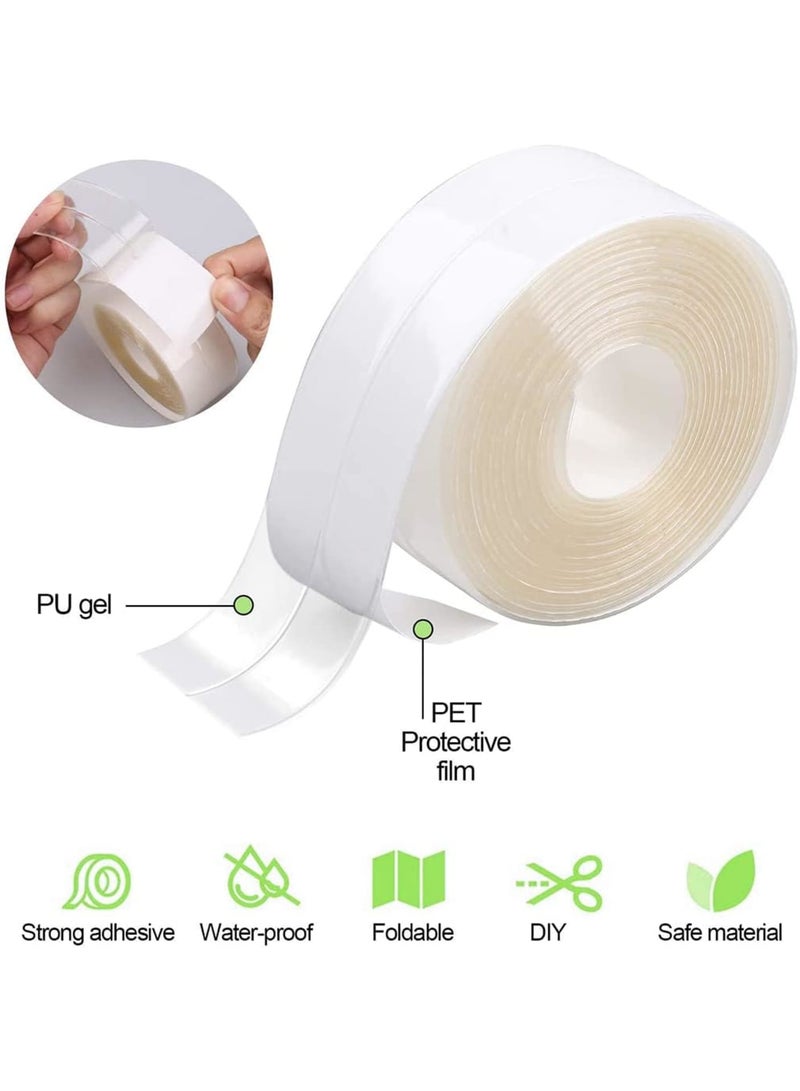 Zikra Self Adhesive Sealing Tape, Transparent Caulk Tape with Silicone Removal Scraper, Waterproof MildewProof Wall Sealant Tape for Bathroom, Kitchen and Toilet, 38 mm X 3.2 M, Single fold - Image 5