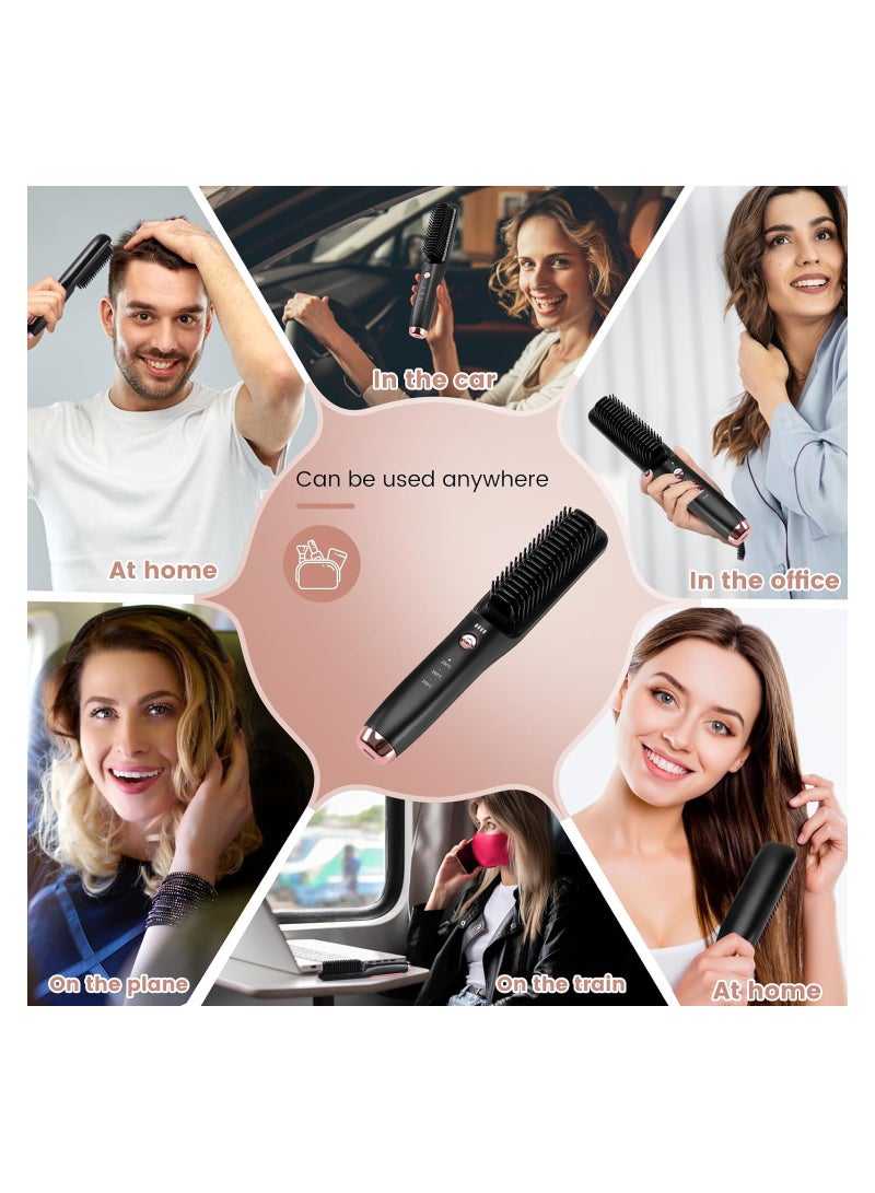 SOLARAE Cordless Hair Straightener Brush, Portable Negative Ion Hot Comb 60Mins Long Battery Life with USB Rechargeable Feature Fast Heating 3 Temp Settings Anti-Scald, 15Mins Auto-Off, for Travel - Image 3