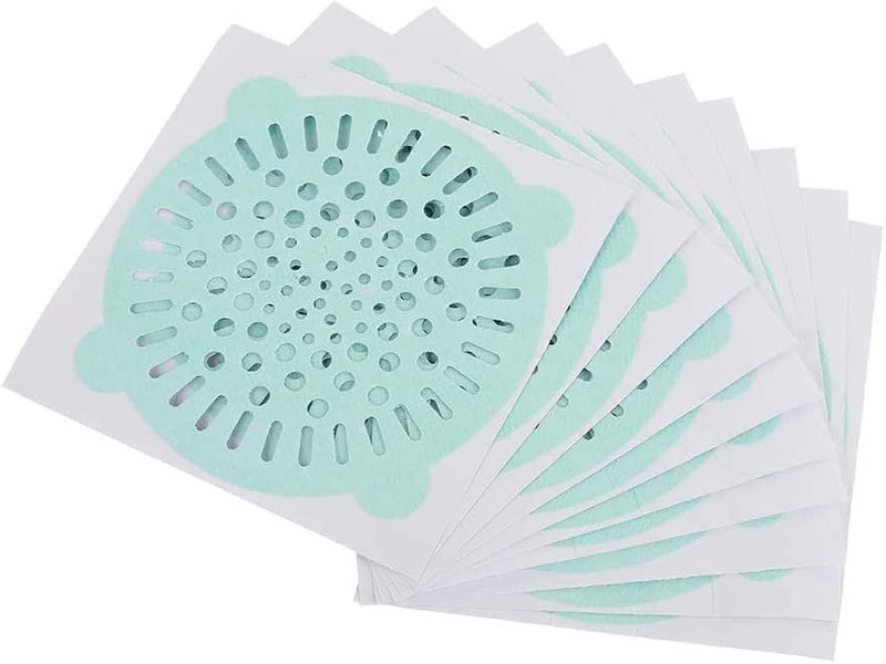 10 Pack Reusable Vinyl Plastic Sink Drain Filter Stickers for Kitchen and Bathroom Mesh Strainer Hair Catcher Adhesive Net Cover for Shower Sinks