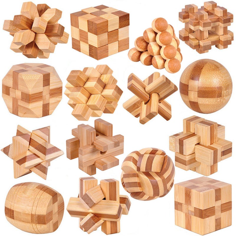 Small Bamboo Intelligence Toy Kongming Lock Luban Lock Ball Lock Square Lock Tetrahedron Jupiter Lock Wine Barrel Lock - Image 2