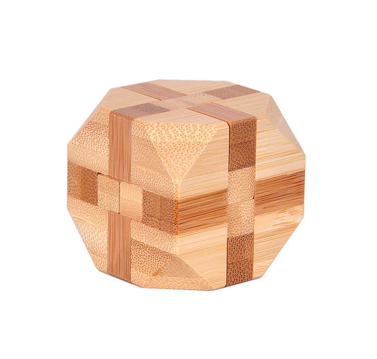 Small Bamboo Intelligence Toy Kongming Lock Luban Lock Ball Lock Square Lock Tetrahedron Jupiter Lock Wine Barrel Lock - Image 1