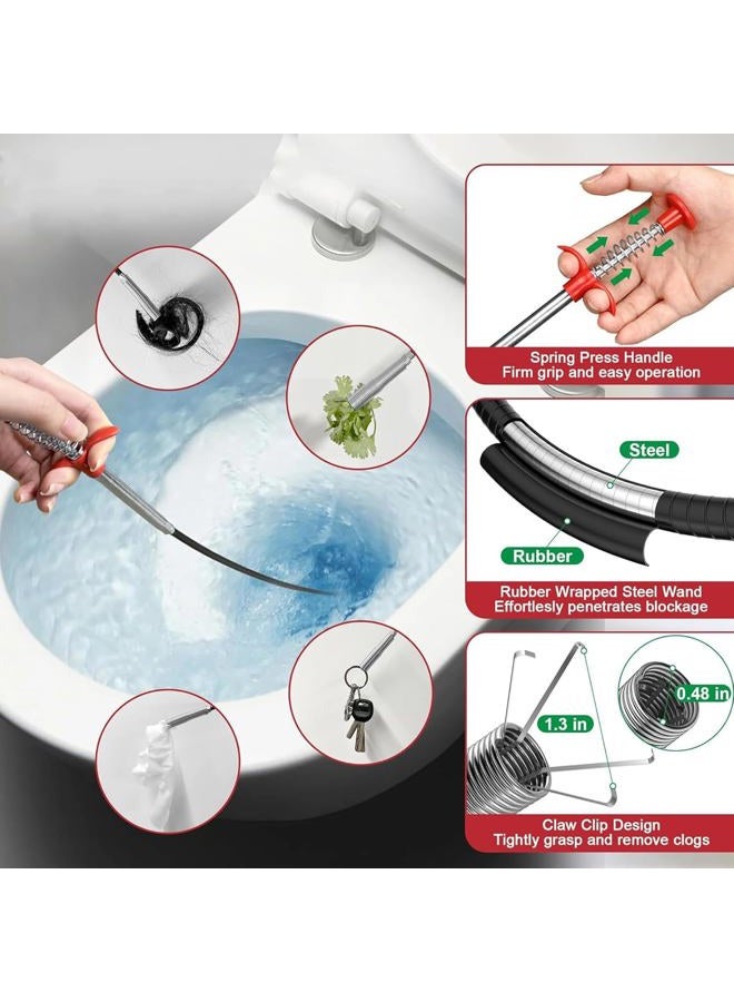 SHUOGUO Drain Snake,116 inch Flexible Grabber Claw Pick Up Reacher Tool,Drain Clog Remover - Gutter Cleaning Tools for Home Sink, Bathroom Tub,Drain, Toilet, Tight Spaces - Image 2