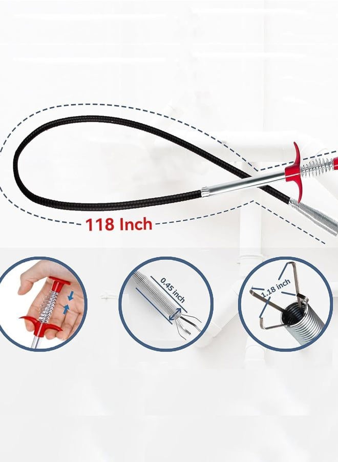 SHUOGUO Drain Snake,116 inch Flexible Grabber Claw Pick Up Reacher Tool,Drain Clog Remover - Gutter Cleaning Tools for Home Sink, Bathroom Tub,Drain, Toilet, Tight Spaces - Image 3