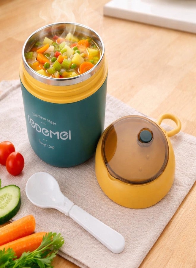BLLUEX 500ml Stainless Steel Food Container with Spoon, Leak-Proof, BPA-Free, Durable & Portable Soup Bowl for Cereals, Puree & Rice (Blue, Single Tier) - Image 5
