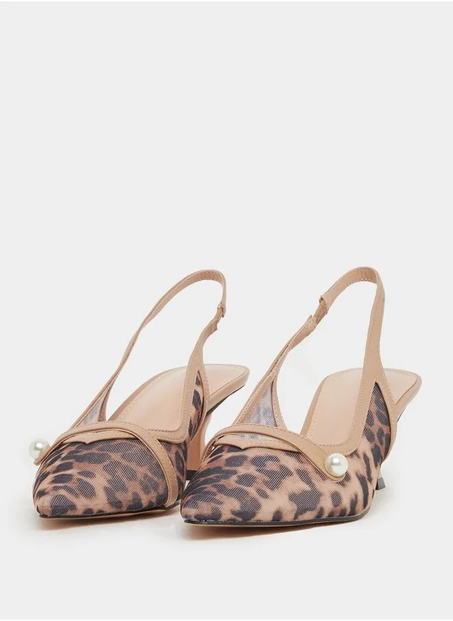 ستايلي Styli Leopard Print Slingback Sandals