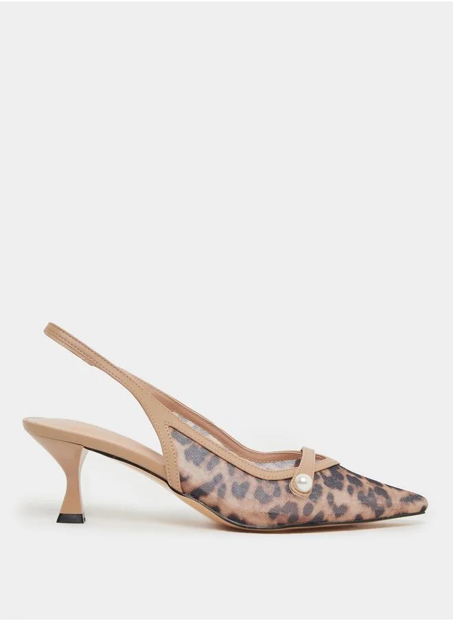 ستايلي Styli Leopard Print Slingback Sandals