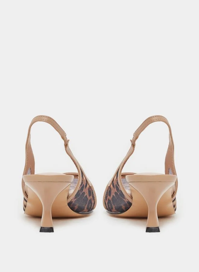 Styli Styli Leopard Print Slingback Sandals